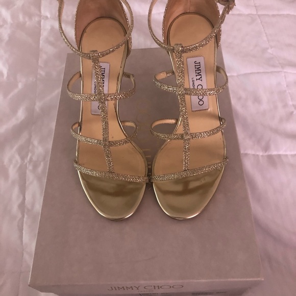 JIMMY CHOO DORY 85 35.5 LAG GOLD - Picture 3 of 12